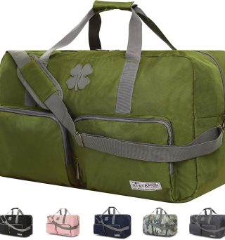 Lucky Travel Duffel Bags 65L, Gym Bag, Travel Bag & Large Duffle Bag for Men, Foldable Overnight Weekender Bags for Women & Men with Adjustable Shoulder Strap, Loden Green